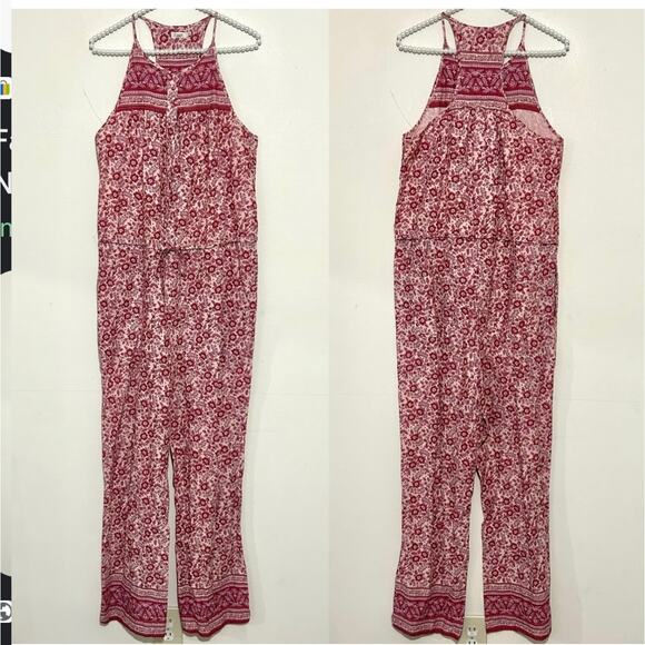 Faherty Adella Floral Jumpsuit Womens Size Small Pink Red Printed Boho - Picture 3 of 8